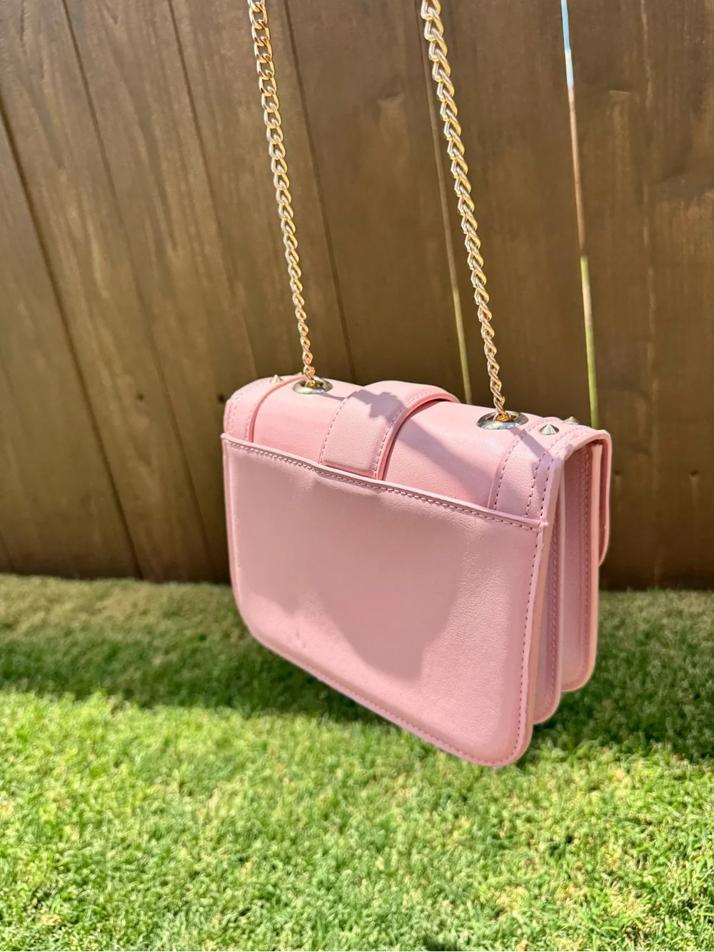 Pink Studded Crossbody Shoulder Bag